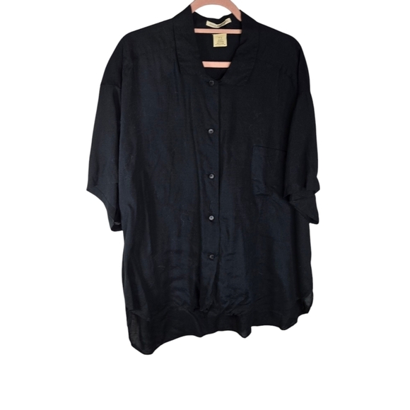 Anne Pinkerton black lagenlook oversized button up shirt japan - Picture 1 of 9